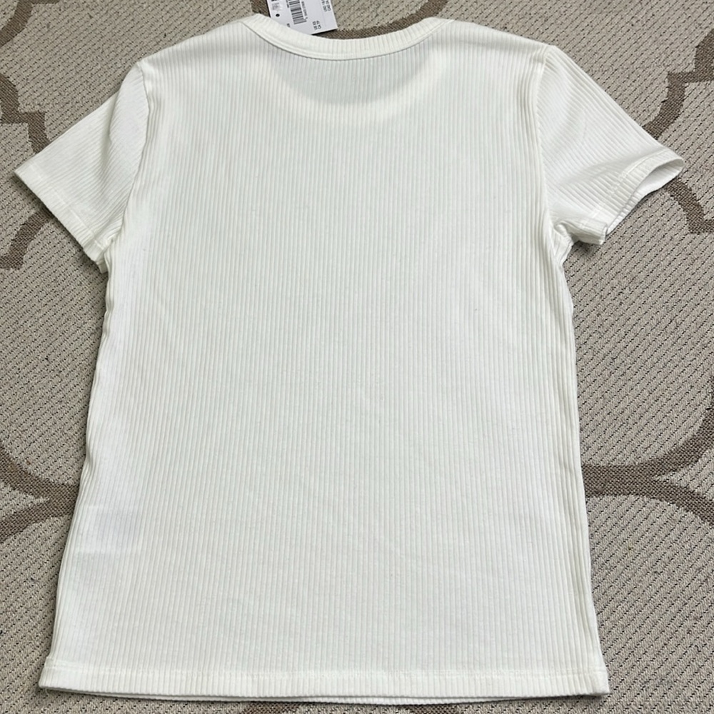 American Eagle Outfitters Hey Baby tee White Short Sleeve Tee Classic Crew Neck - Picture 8 of 9
